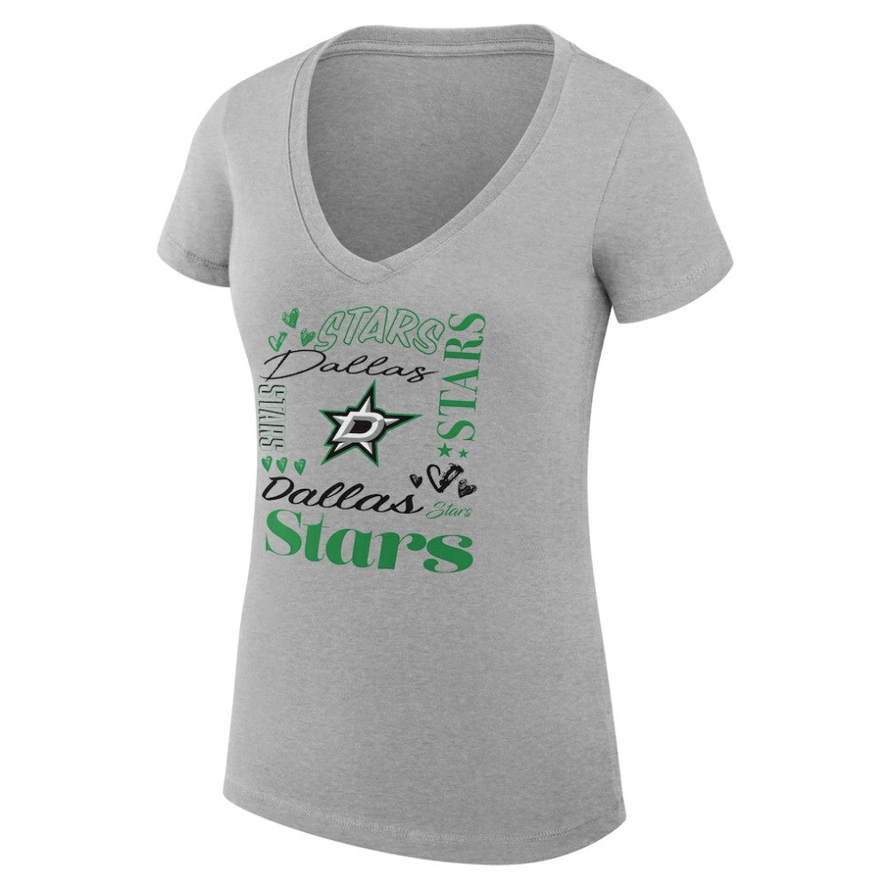 Dallas Stars G-III 4Her by Carl Banks Women's Super-Slim Fit Lightweight Collage Team Graphic T-Shirt - Heather Gray | US 201623075