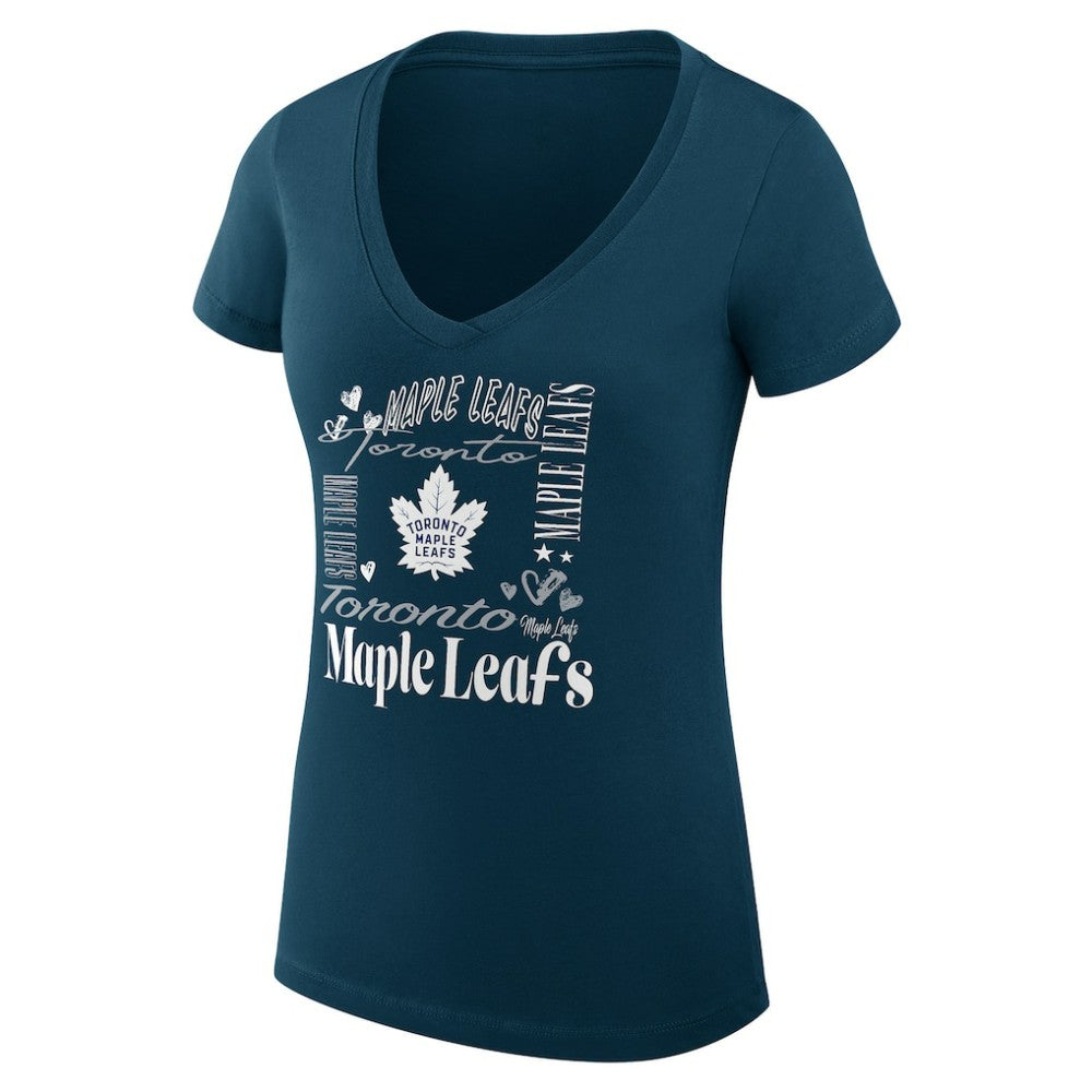 Toronto Maple Leafs G-III 4Her by Carl Banks Women's Super-Slim Fit Lightweight Collage Team Graphic T-Shirt - Blue | US 201623100