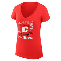 Calgary Flames G-III 4Her by Carl Banks Women's Super-Slim Fit Lightweight Collage Team Graphic T-Shirt - Red | US 201623108