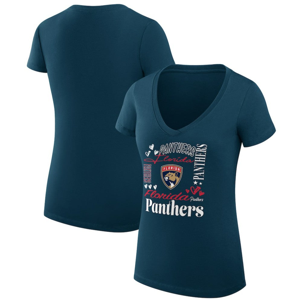 Florida Panthers G-III 4Her by Carl Banks Women's Super-Slim Fit Lightweight Collage Team Graphic T-Shirt - Navy | US 201623113