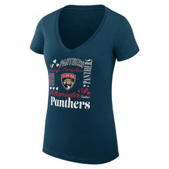 Florida Panthers G-III 4Her by Carl Banks Women's Super-Slim Fit Lightweight Collage Team Graphic T-Shirt - Navy | US 201623113