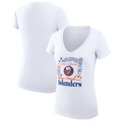 New York Islanders G-III 4Her by Carl Banks Women's Super-Slim Fit Lightweight Collage Team Graphic T-Shirt - White | US 201623115