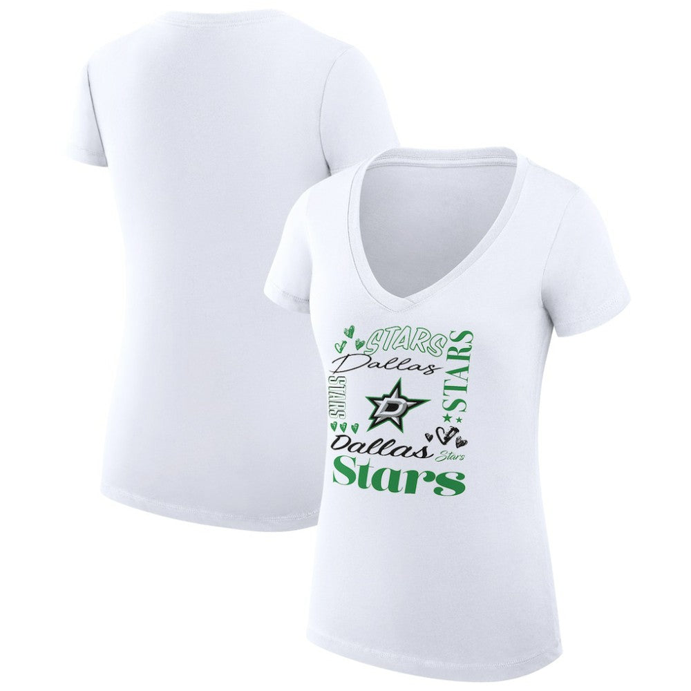 Dallas Stars G-III 4Her by Carl Banks Women's Super-Slim Fit Lightweight Collage Team Graphic T-Shirt - White | US 201623130