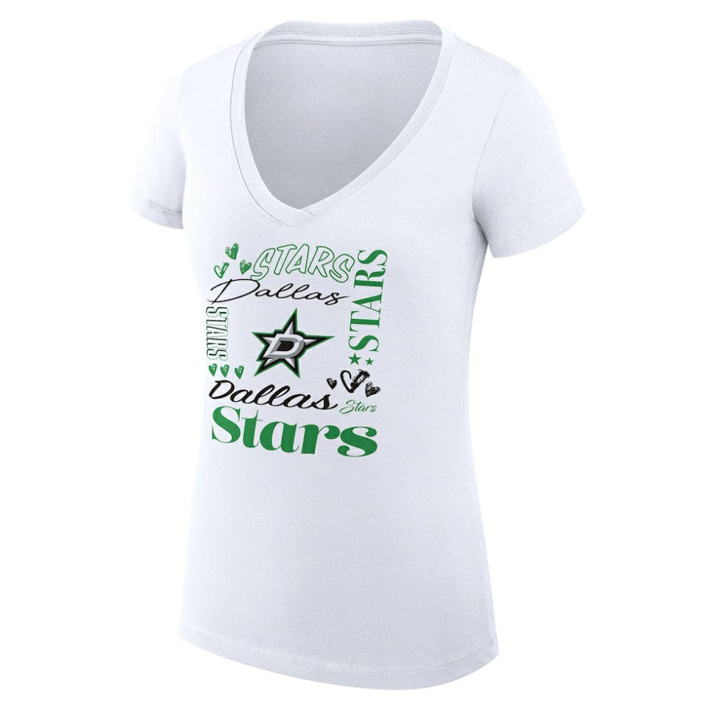 Dallas Stars G-III 4Her by Carl Banks Women's Super-Slim Fit Lightweight Collage Team Graphic T-Shirt - White | US 201623130