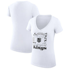 Los Angeles Kings G-III 4Her by Carl Banks Women's Super-Slim Fit Lightweight Collage Team Graphic T-Shirt - White | US 201623132