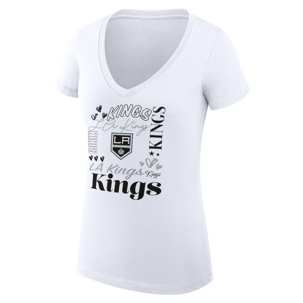 Los Angeles Kings G-III 4Her by Carl Banks Women's Super-Slim Fit Lightweight Collage Team Graphic T-Shirt - White | US 201623132