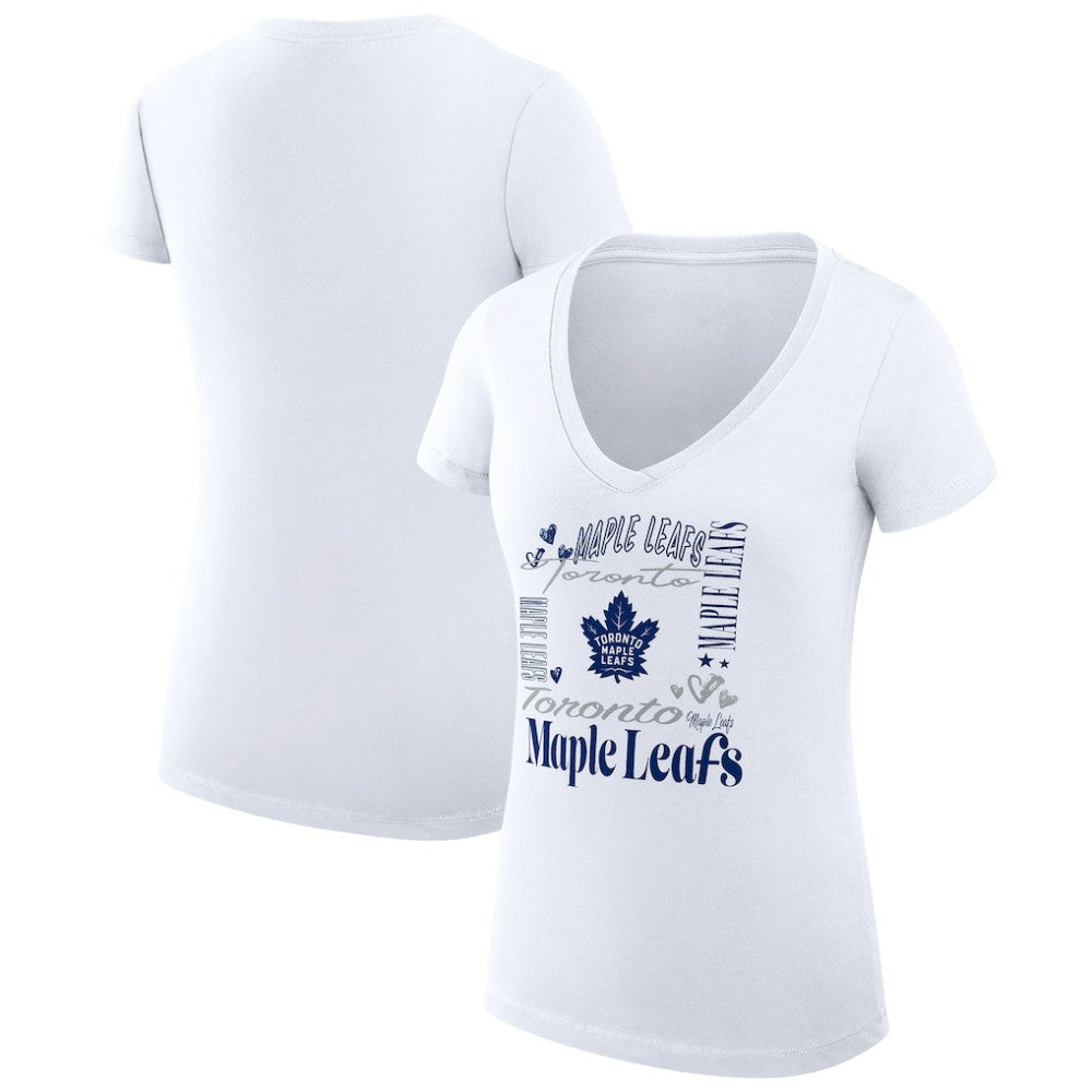 Toronto Maple Leafs G-III 4Her by Carl Banks Women's Super-Slim Fit Lightweight Collage Team Graphic T-Shirt - White | US 201623138