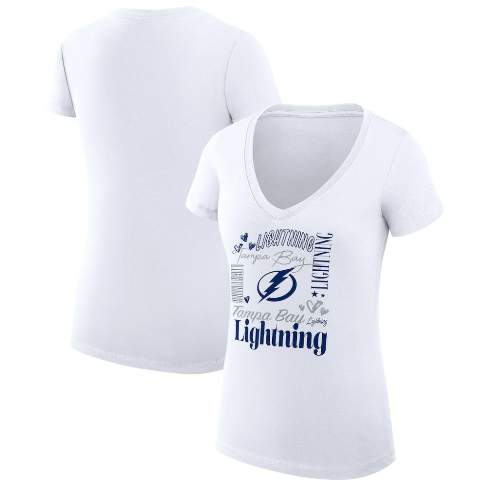 Tampa Bay Lightning G-III 4Her by Carl Banks Women's Super-Slim Fit Lightweight Collage Team Graphic T-Shirt - White | US 201623140