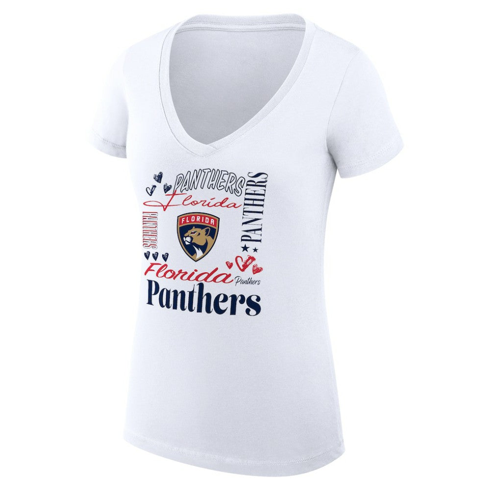 Florida Panthers G-III 4Her by Carl Banks Women's Super-Slim Fit Lightweight Collage Team Graphic T-Shirt - White | US 201623146