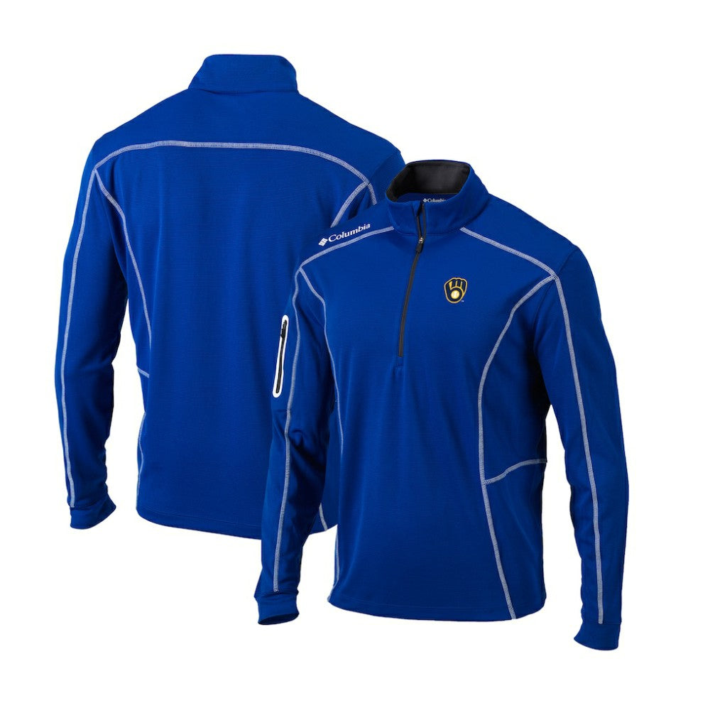 Milwaukee Brewers Columbia Cooperstown Collection Omni-Wick Shotgun Quarter-Zip Top - Royal Tops