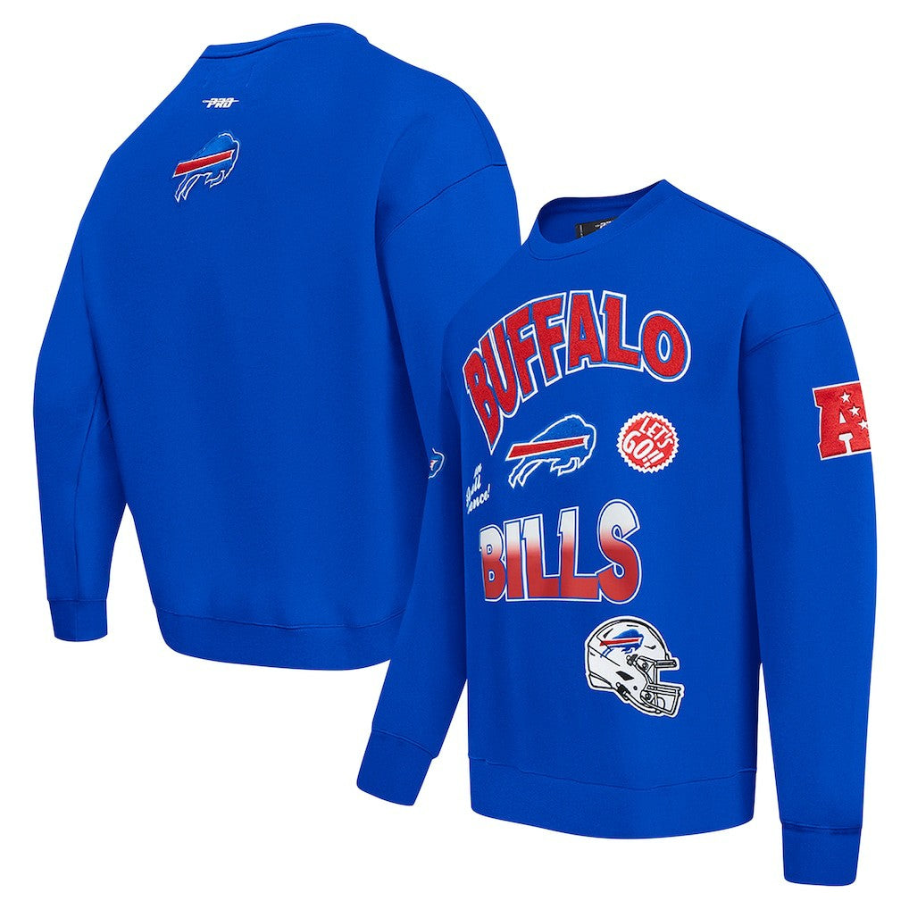 Buffalo Bills Pro Standard Turn It Up Drop Shoulder Pullover Sweatshirt - Royal Pullover