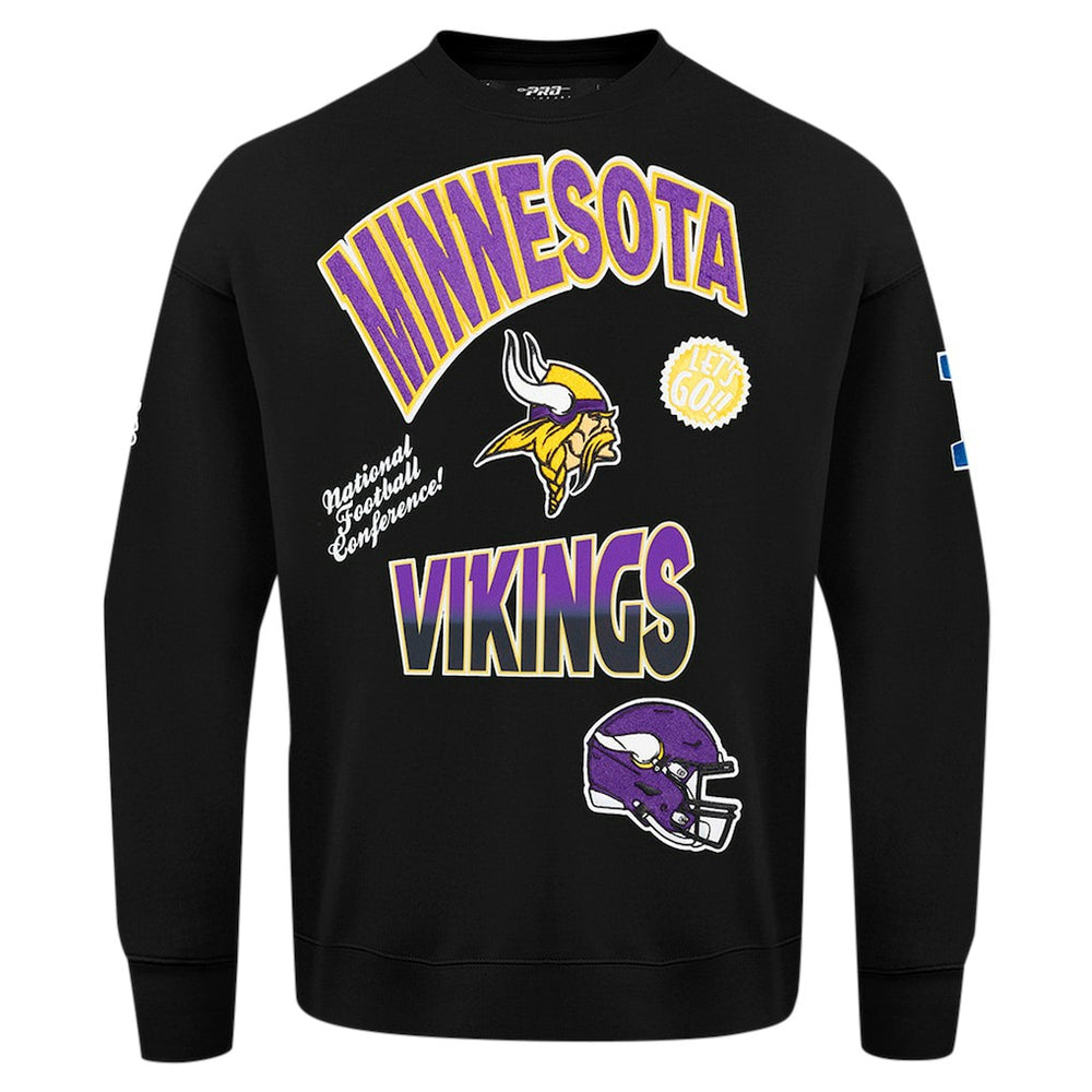 Minnesota Vikings Pro Standard Turn It Up Drop Shoulder Pullover Sweatshirt - Black Pullover