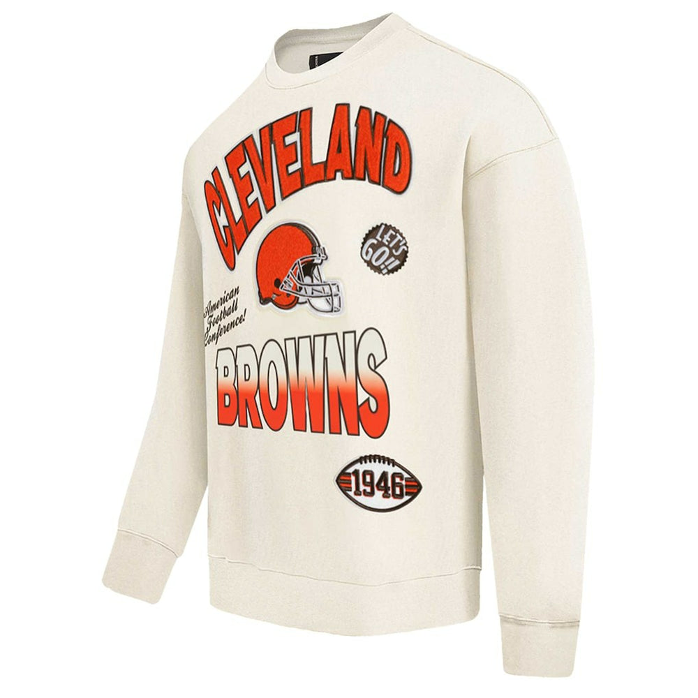 Cleveland Browns Pro Standard Turn It Up Pullover Sweatshirt - Cream Pullover