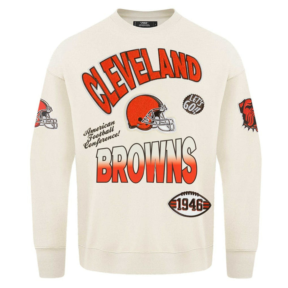 Cleveland Browns Pro Standard Turn It Up Pullover Sweatshirt - Cream Pullover