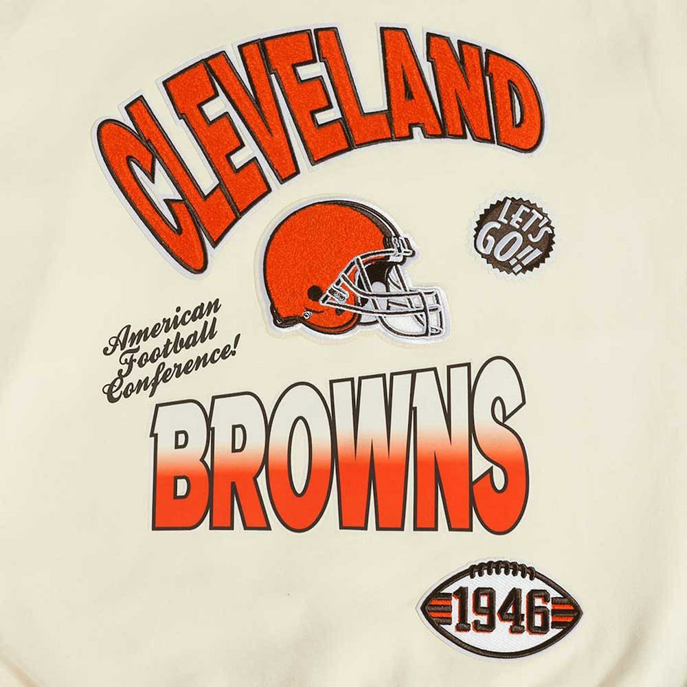 Cleveland Browns Pro Standard Turn It Up Pullover Sweatshirt - Cream Pullover