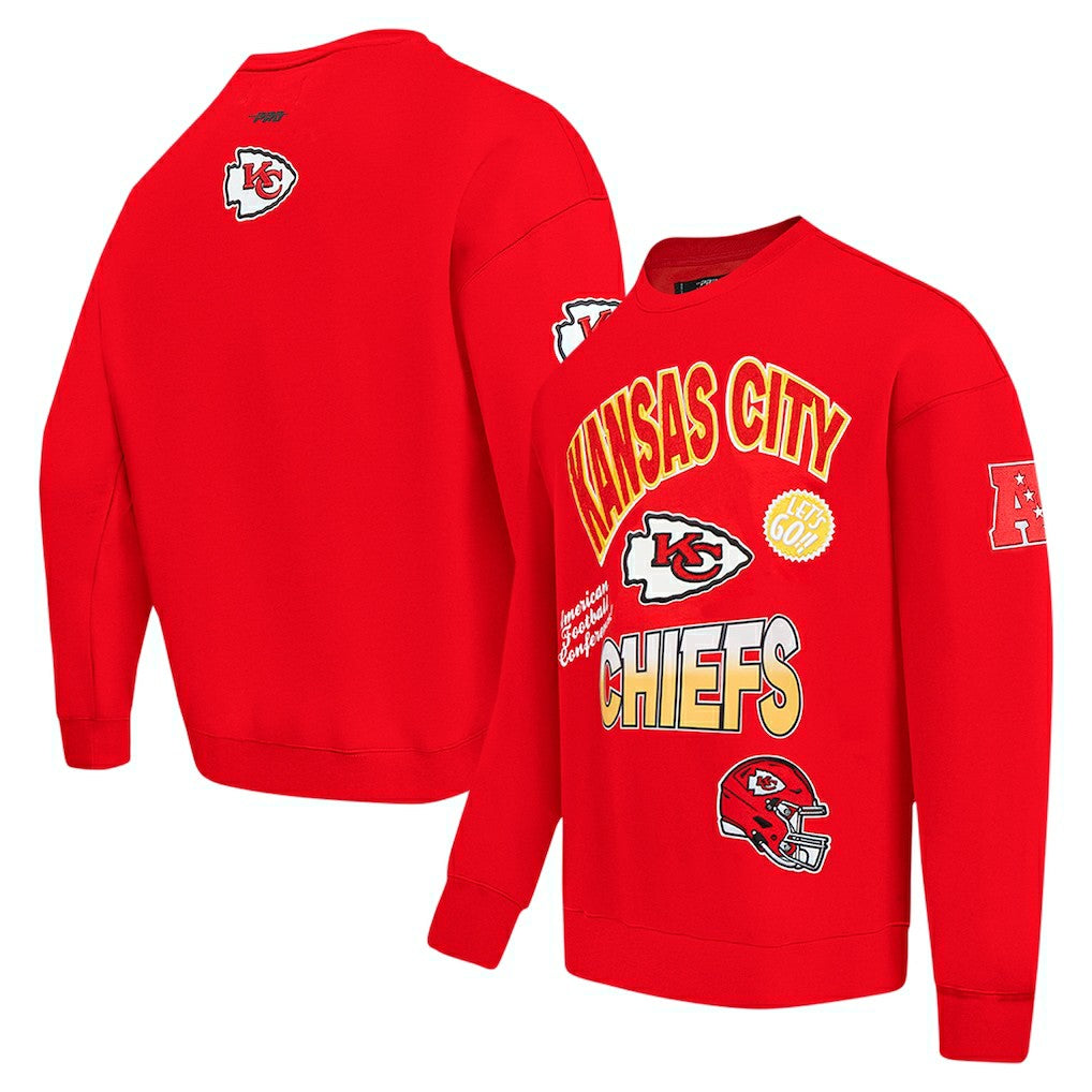 Kansas City Chiefs Pro Standard Turn It Up Drop Shoulder Pullover Sweatshirt - Red Pullover