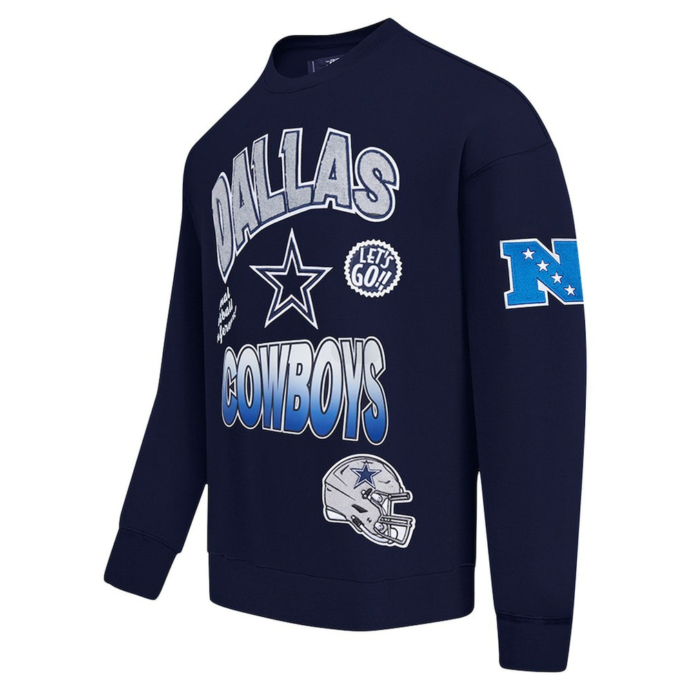 Dallas Cowboys Pro Standard Turn It Up Drop Shoulder Pullover Sweatshirt - Navy Pullover