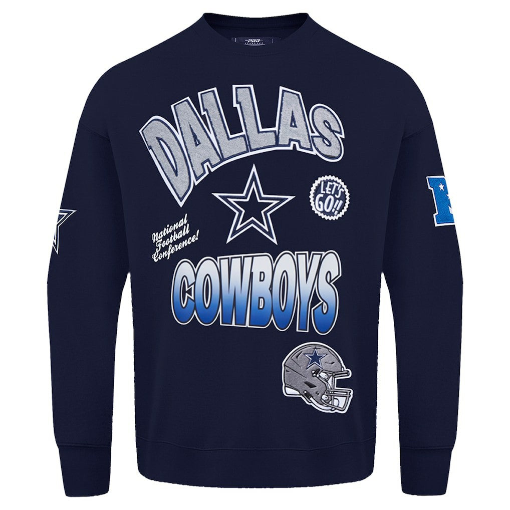 Dallas Cowboys Pro Standard Turn It Up Drop Shoulder Pullover Sweatshirt - Navy Pullover