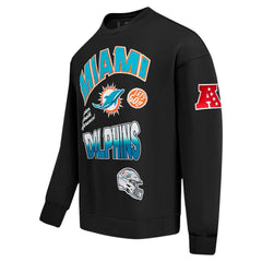 Miami Dolphins Pro Standard Turn It Up Drop Shoulder Pullover Sweatshirt - Black Pullover