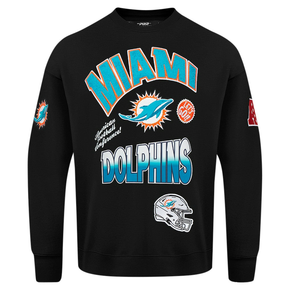 Miami Dolphins Pro Standard Turn It Up Drop Shoulder Pullover Sweatshirt - Black Pullover