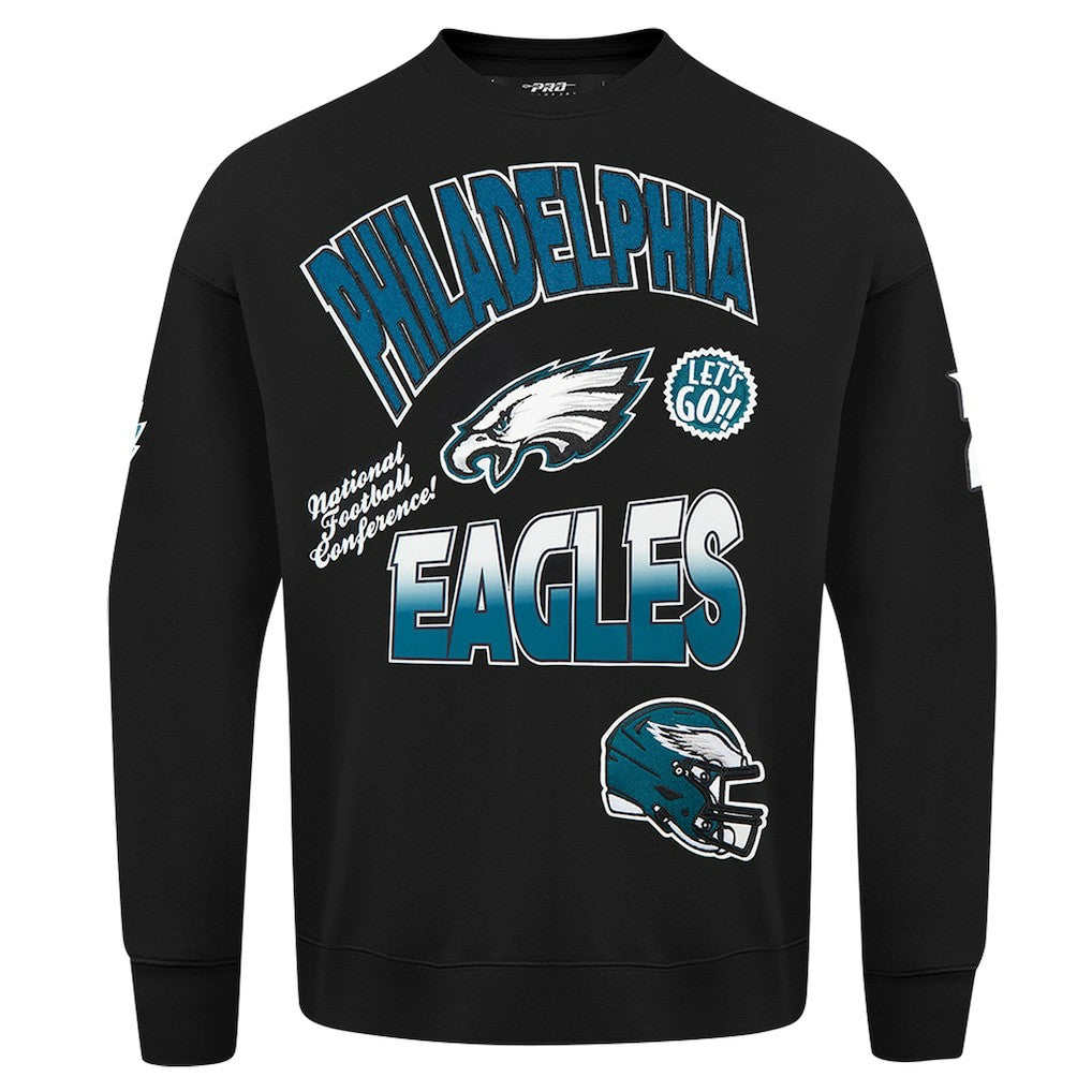 Philadelphia Eagles Pro Standard Turn It Up Drop Shoulder Pullover Sweatshirt - Black Pullover