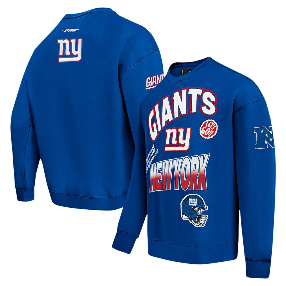 New York Giants Pro Standard Turn It Up Drop Shoulder Pullover Sweatshirt - Royal Pullover