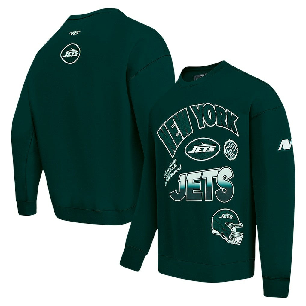 New York Jets Pro Standard Turn It Up Drop Shoulder Pullover Sweatshirt - Green Pullover