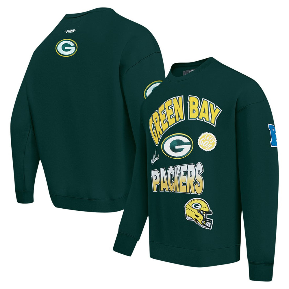 Green Bay Packers Pro Standard Turn It Up Drop Shoulder Pullover Sweatshirt - Green Pullover