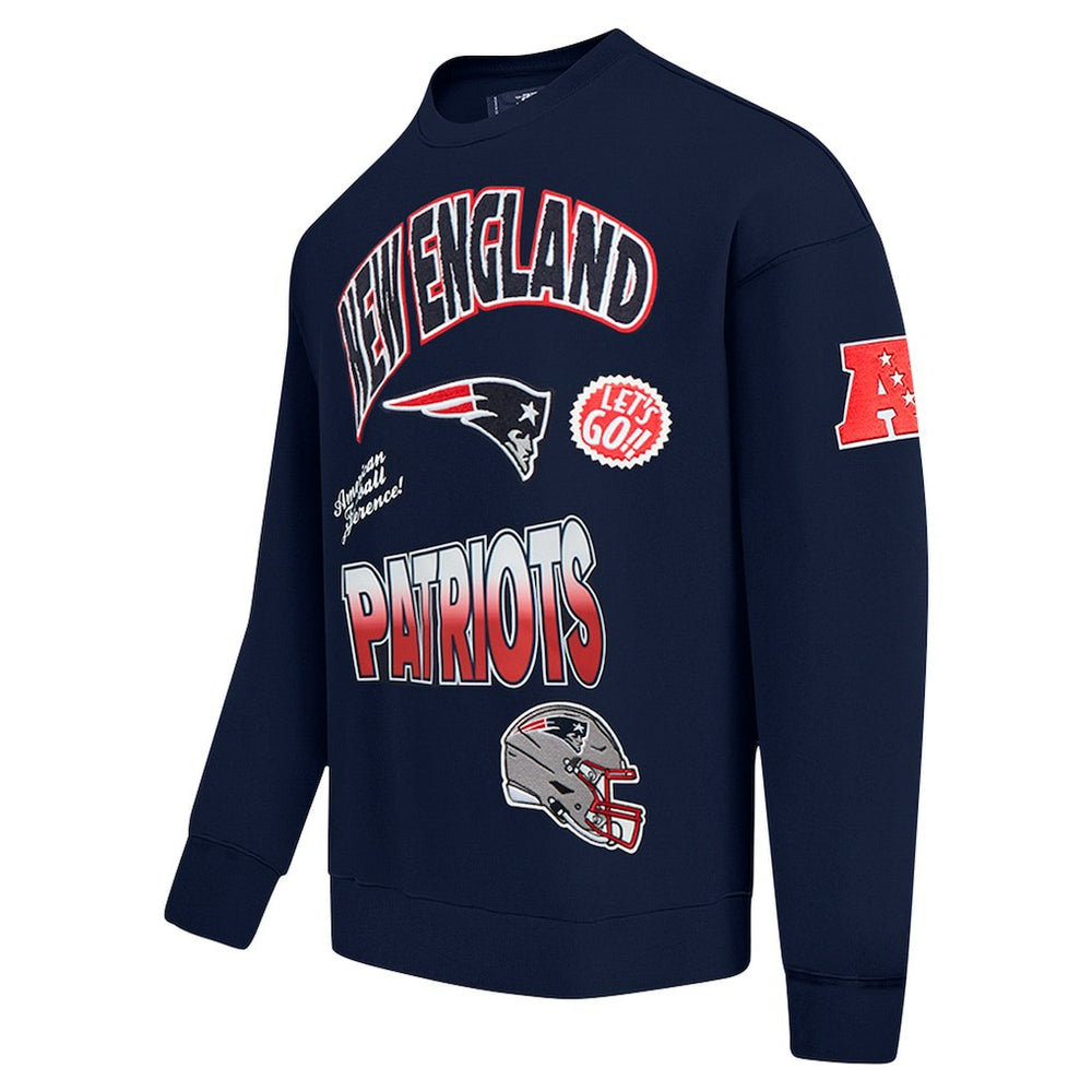 New England Patriots Pro Standard Turn It Up Drop Shoulder Pullover Sweatshirt - Navy Pullover