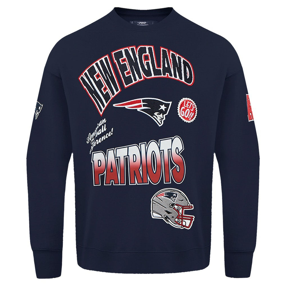New England Patriots Pro Standard Turn It Up Drop Shoulder Pullover Sweatshirt - Navy Pullover