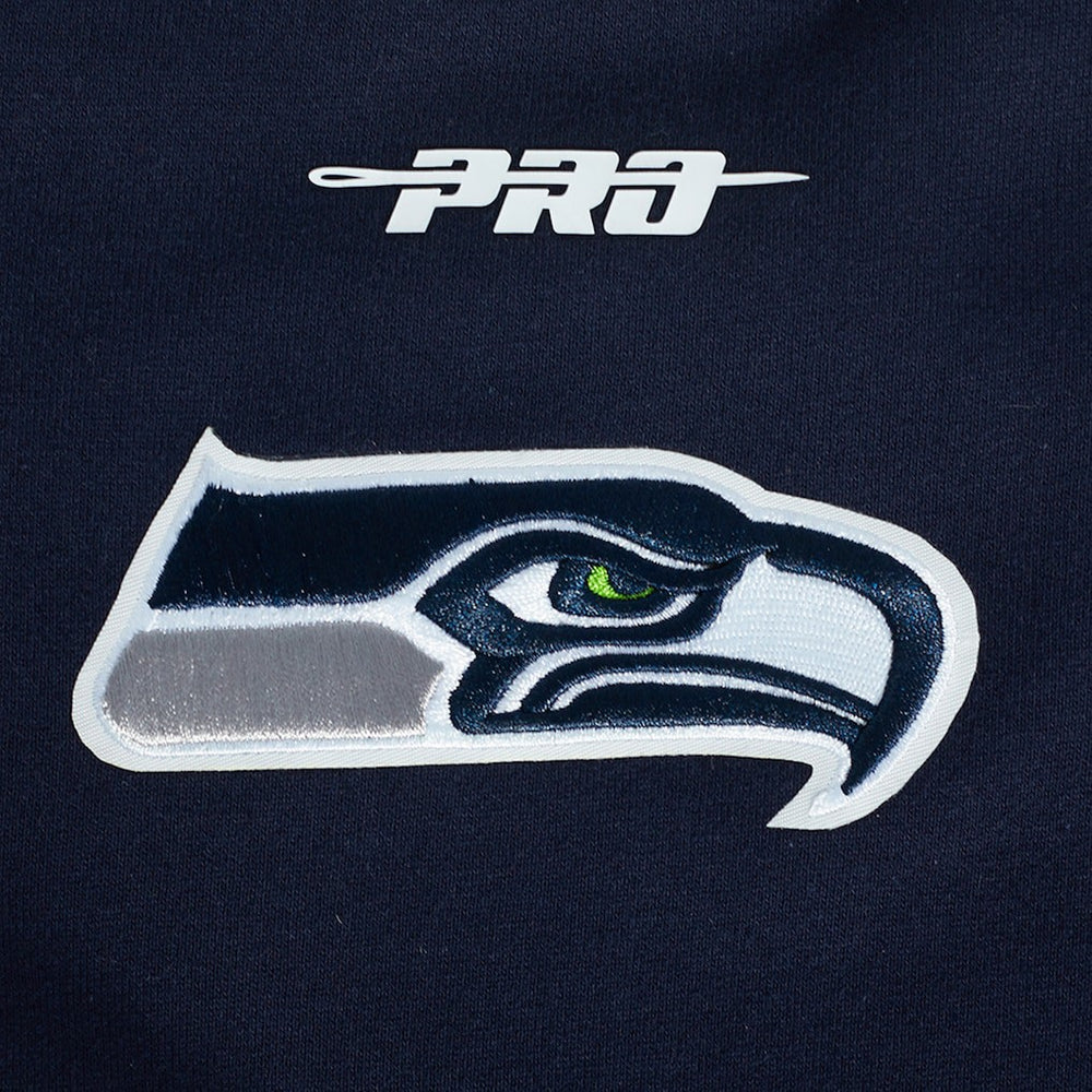 Seattle Seahawks Pro Standard Turn It Up Drop Shoulder Pullover Sweatshirt - College Navy Pullover