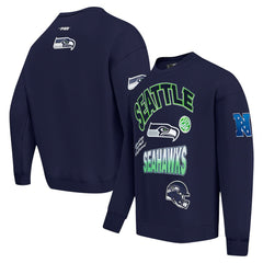 Seattle Seahawks Pro Standard Turn It Up Drop Shoulder Pullover Sweatshirt - College Navy Pullover