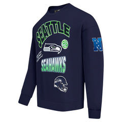 Seattle Seahawks Pro Standard Turn It Up Drop Shoulder Pullover Sweatshirt - College Navy Pullover