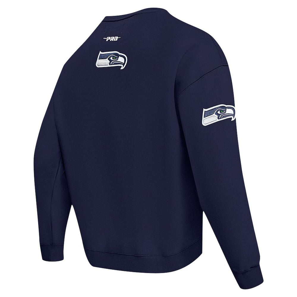 Seattle Seahawks Pro Standard Turn It Up Drop Shoulder Pullover Sweatshirt - College Navy Pullover