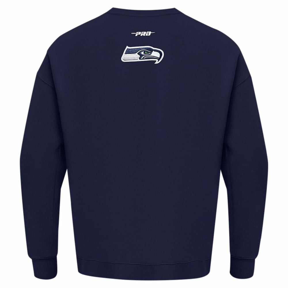 Seattle Seahawks Pro Standard Turn It Up Drop Shoulder Pullover Sweatshirt - College Navy Pullover