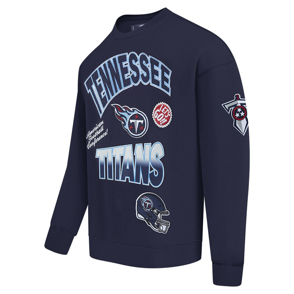 Tennessee Titans Pro Standard Turn It Up Drop Shoulder Pullover Sweatshirt - Navy Pullover