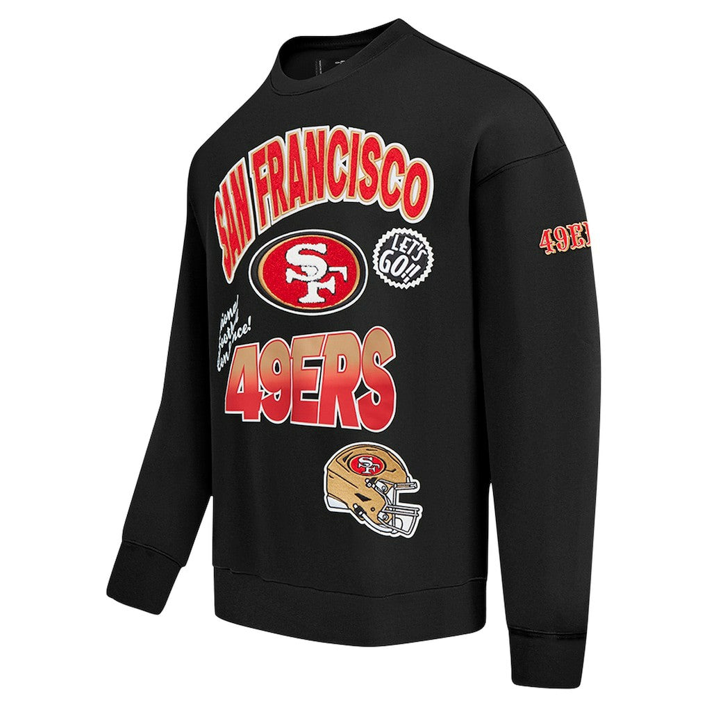 San Francisco 49ers Pro Standard Turn It Up Drop Shoulder Pullover Sweatshirt - Black Pullover