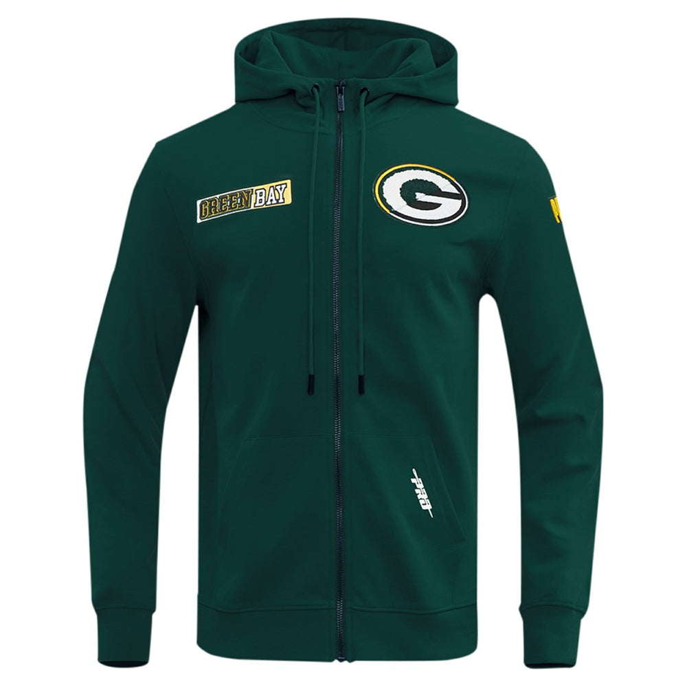 Green Bay Packers Pro Standard Split Logo Double Knit Full-Zip Hoodie - Green Hoodies