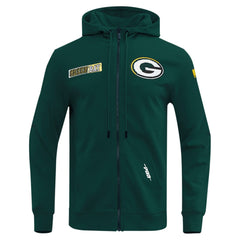 Green Bay Packers Pro Standard Split Logo Double Knit Full-Zip Hoodie - Green Hoodies