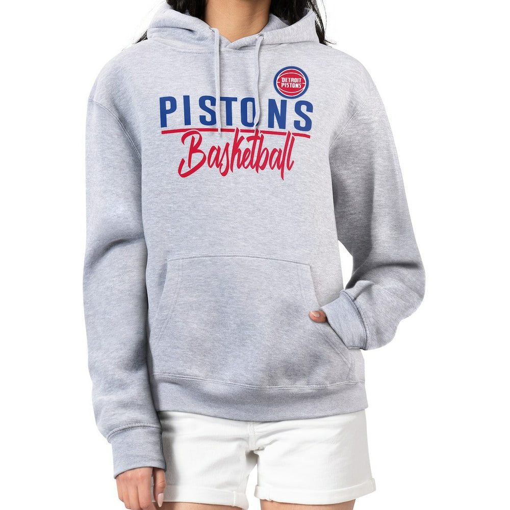 Detroit Pistons G-III 4Her by Carl Banks Women's Graphics Fleece Pullover Hoodie Heather Gray outlet