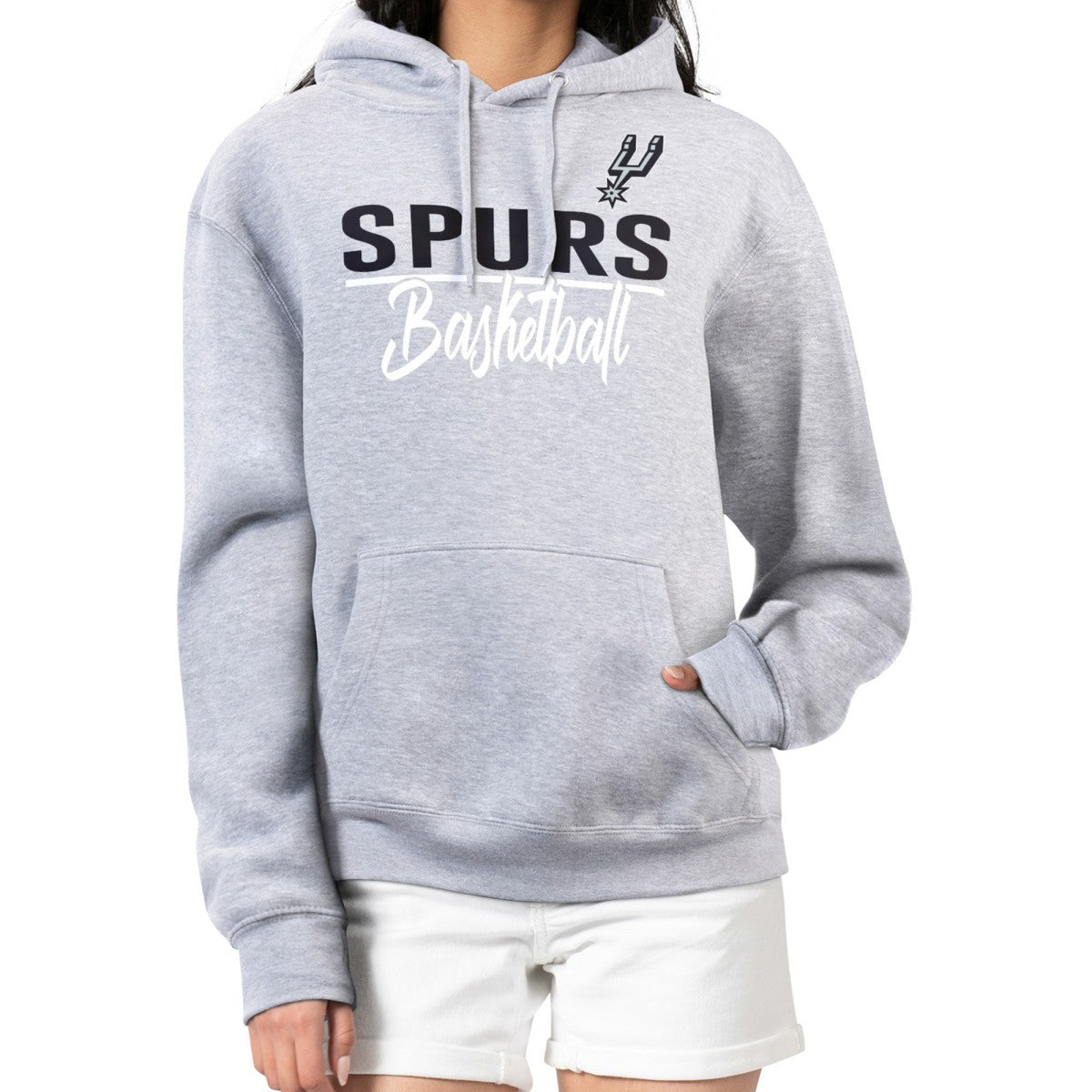 San Antonio Spurs G-III 4Her by Carl Banks Women's Graphics Fleece Pullover Hoodie Heather Gray