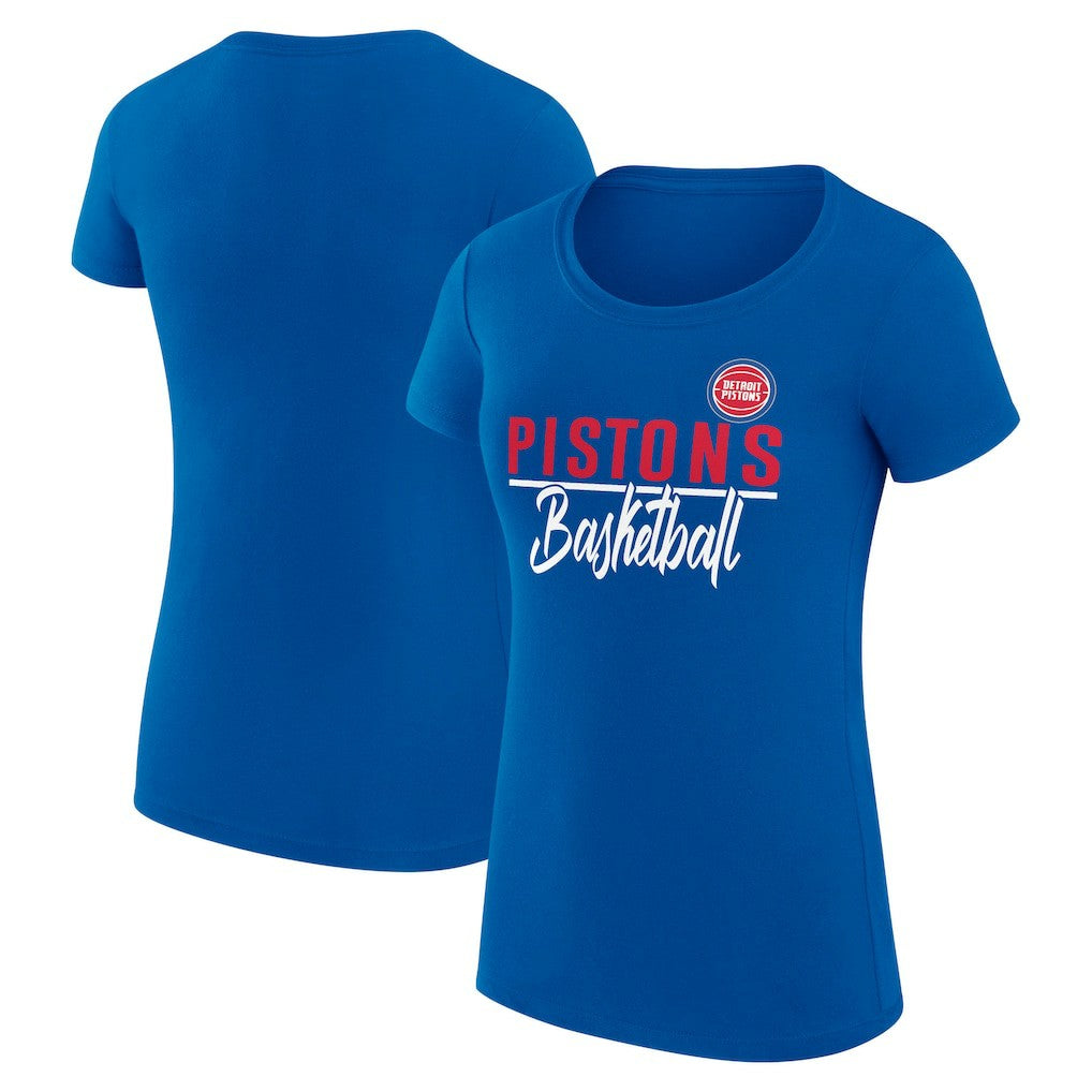 Detroit Pistons G-III 4Her by Carl Banks Women's Super-Slim Fit Lightweight Team Sport V-Neck T-Shirt Blue