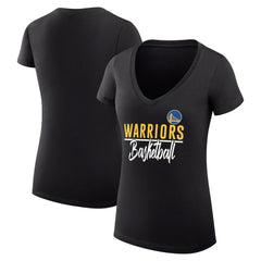 Golden State Warriors G-III 4Her by Carl Banks Women's Super-Slim Fit Lightweight Team Sport V-Neck T-Shirt Black