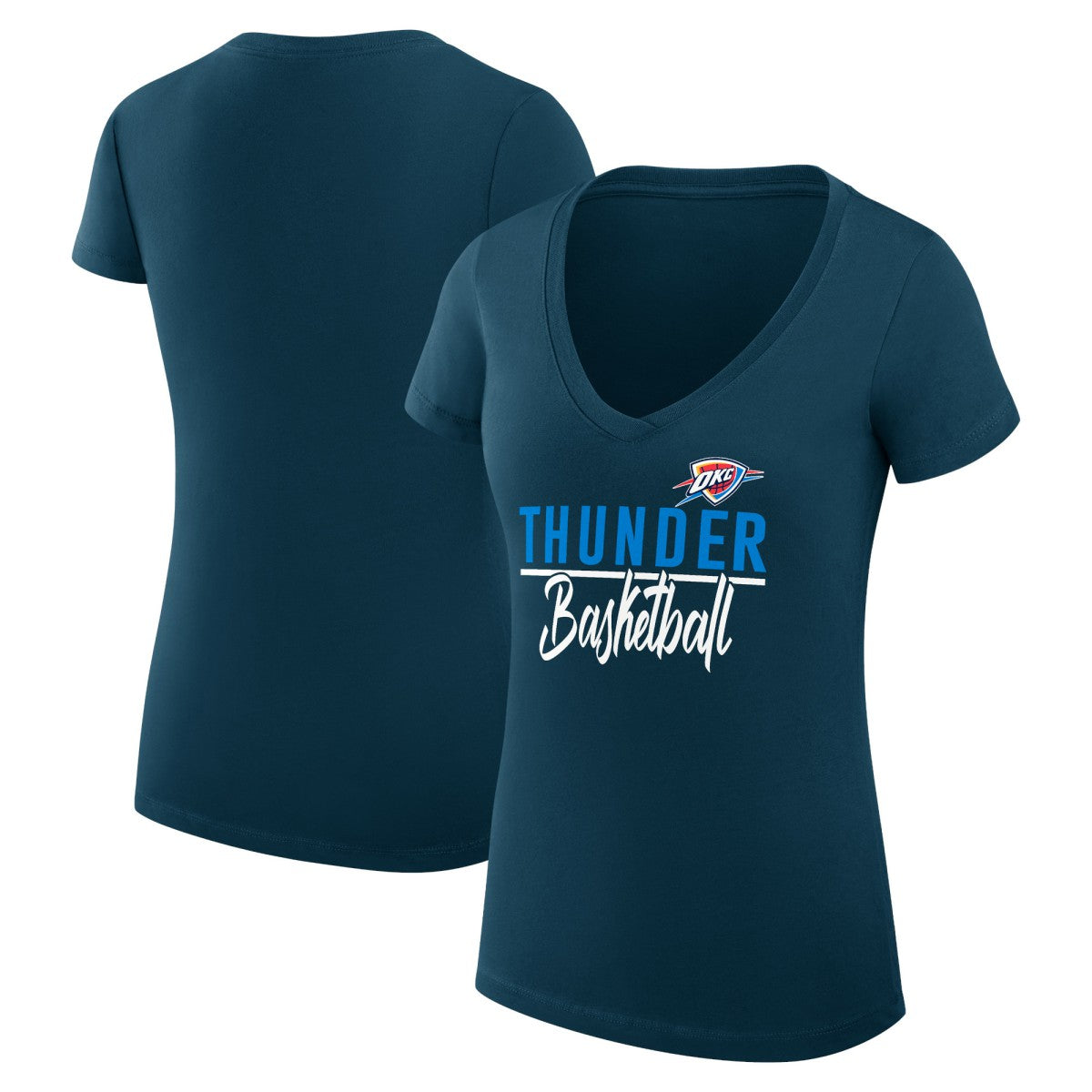 Oklahoma City Thunder G-III 4Her by Carl Banks Women's Super-Slim Fit Lightweight Team Sport V-Neck T-Shirt Navy outlet