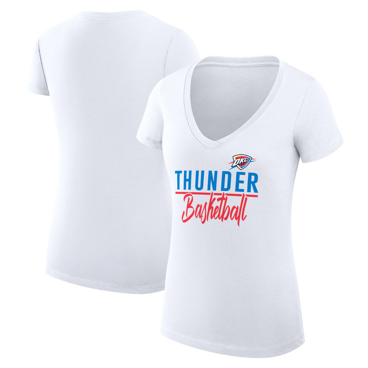 Oklahoma City Thunder G-III 4Her by Carl Banks Women's Super-Slim Fit Lightweight Team Sport V-Neck T-Shirt White