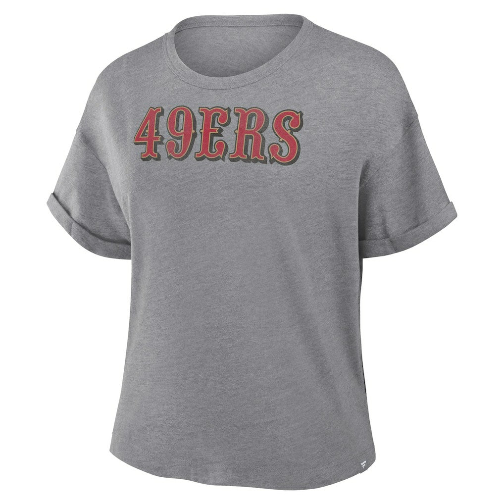 San Francisco 49ers Women's Swing Pass Tri-Blend Boxy T-Shirt - Heather Gray T-shirts