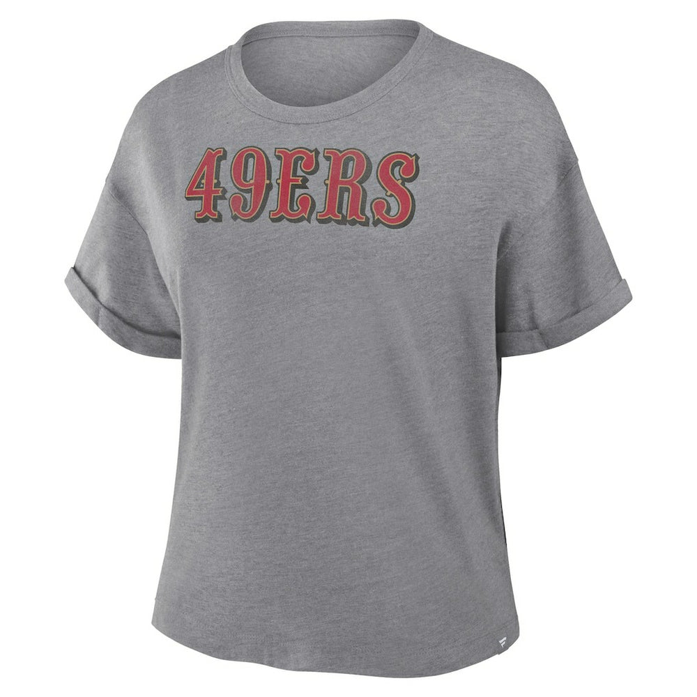 San Francisco 49ers Women's Swing Pass Tri-Blend Boxy T-Shirt - Heather Gray T-shirts
