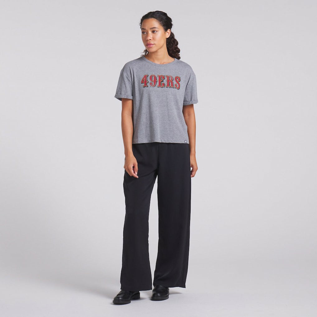 San Francisco 49ers Women's Swing Pass Tri-Blend Boxy T-Shirt - Heather Gray T-shirts
