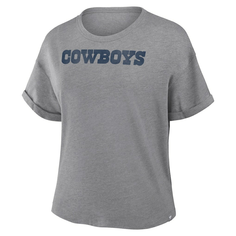 Dallas Cowboys Women's Swing Pass Tri-Blend Boxy T-Shirt - Heather Gray T-shirts