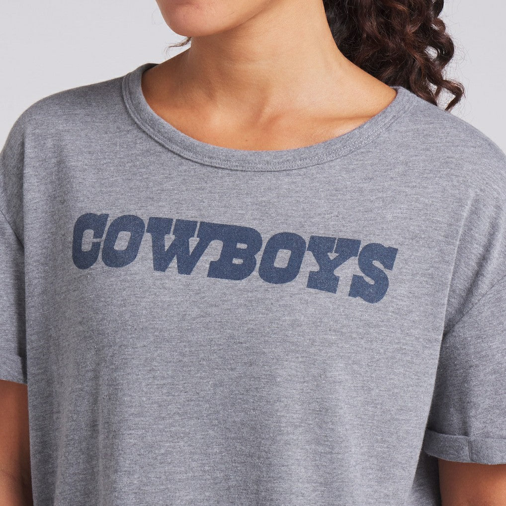 Dallas Cowboys Women's Swing Pass Tri-Blend Boxy T-Shirt - Heather Gray T-shirts